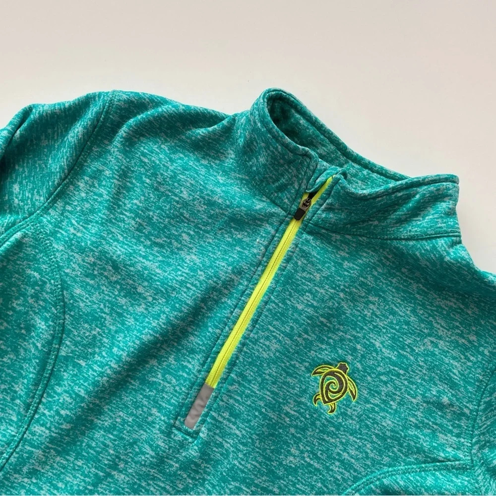Coconut Creek Trading Co. Green Blue Turquoise Neon Quarter Zip Kanga Pocket - Picture 4 of 13